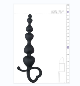 Anal Chain with Pull Ring - 18.5 cm / 3.35 inch / 7.28 inch - - Black Anal Beads - For him and her