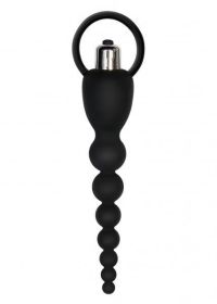 Vibrating Silicone Anal Beads Black